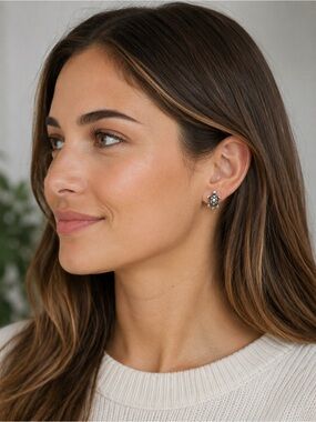 Charming Silver Turtle Stud Earrings